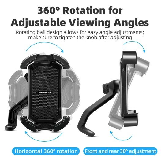ROCKBROS Support de téléphone vélo sécurisé à rotation 360° antichoc pour 4.7-6.8 pouces pour vélo et VAE aventure