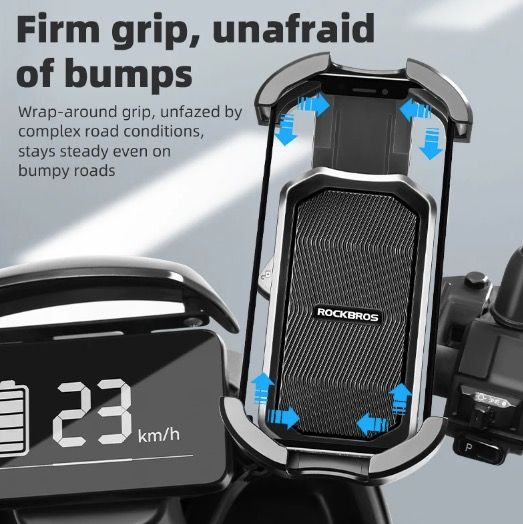 ROCKBROS Support de téléphone vélo sécurisé à rotation 360° antichoc pour 4.7-6.8 pouces pour vélo et VAE aventure