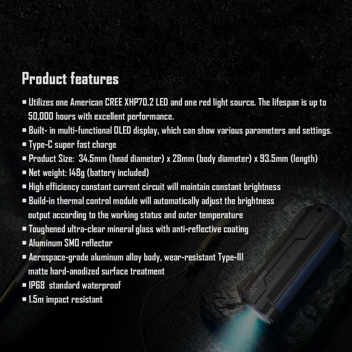 IMALENT BL70, votre Torche LED EDC 6000 Lumens, Rechargeable USB-C, Écran OLED et Lumière Rouge.