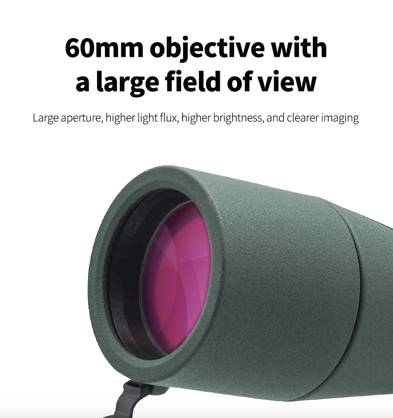 Longue-vue de zoom 25-75x60 avec lentille ED, monoculaire puissant, prisme Bak4, télescope pour camping en plein air et observation des oiseaux