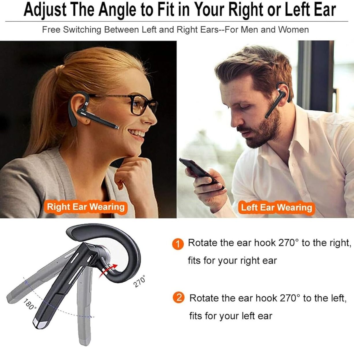 Casque sans fil professionnel avec micro intégré, écouteur antibruit 5.3, écouteur sport mains libres