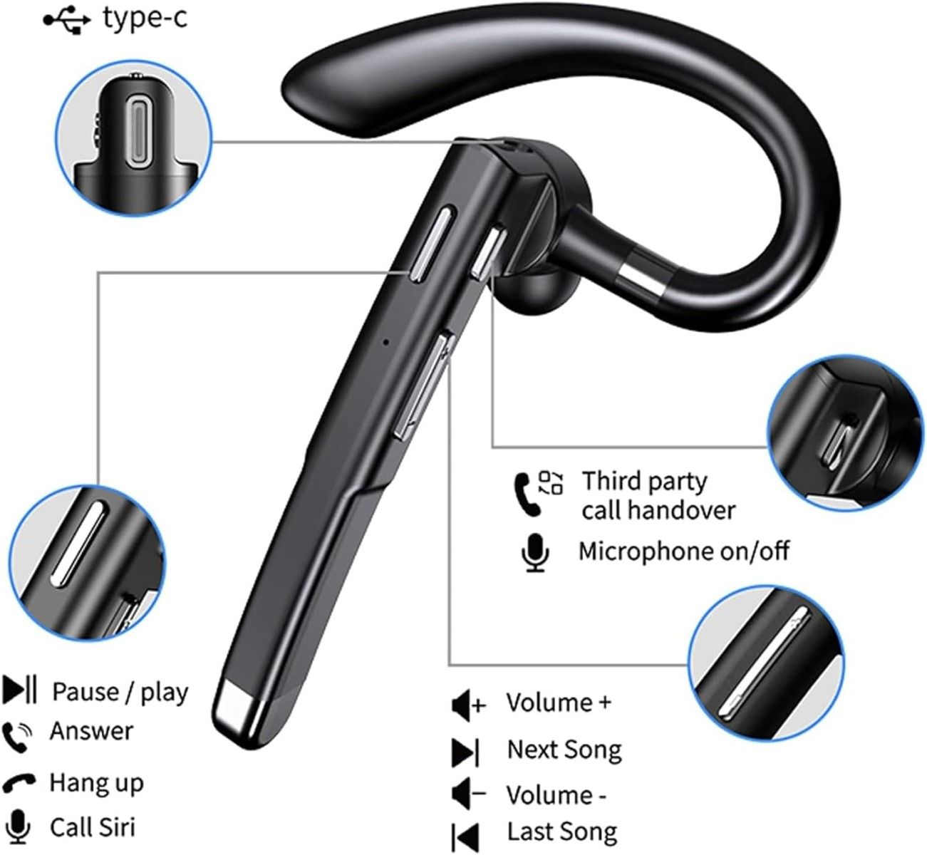 Casque sans fil professionnel avec micro intégré, écouteur antibruit 5.3, écouteur sport mains libres