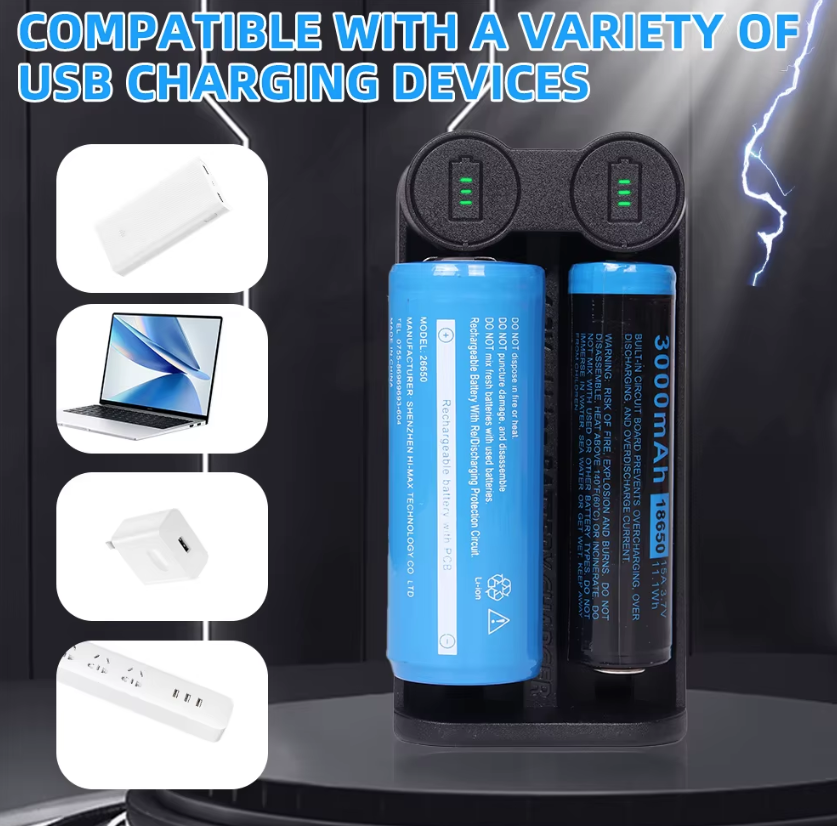 Chargeur de batterie 21700 pour 18650 CR123A 14500 avec technologie MCU intelligente et fonctions de sécurité - Solution efficace