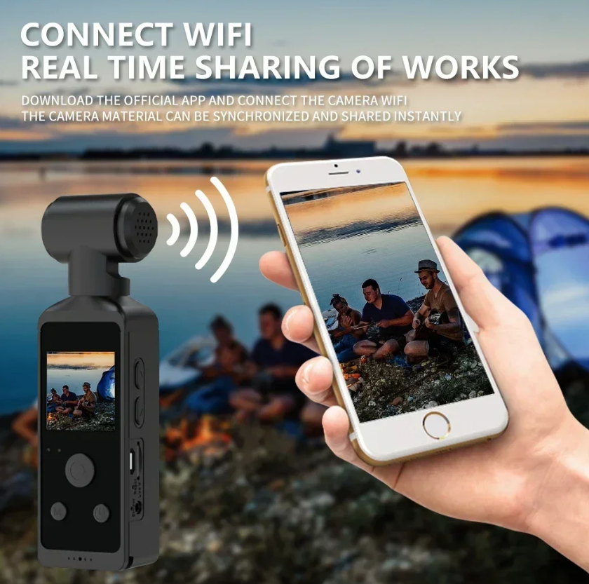 Caméra d'action de poche 4K Ultra HD rotative à 270° Vlog WiFi Mini Caméra Sport pour Casque Voyage Vélo Enregistreur de Conduite