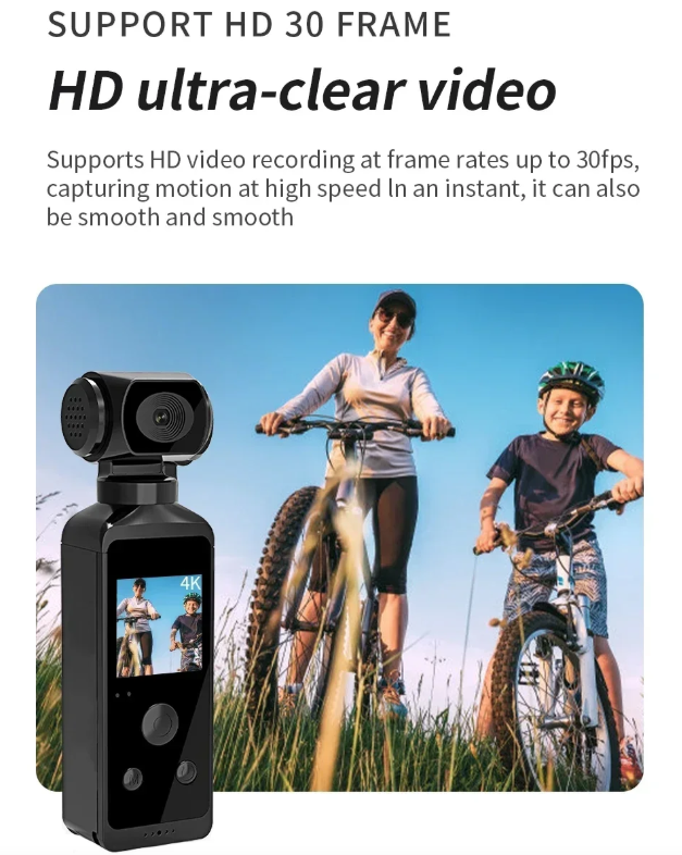 Caméra d'action de poche 4K Ultra HD rotative à 270° Vlog WiFi Mini Caméra Sport pour Casque Voyage Vélo Enregistreur de Conduite