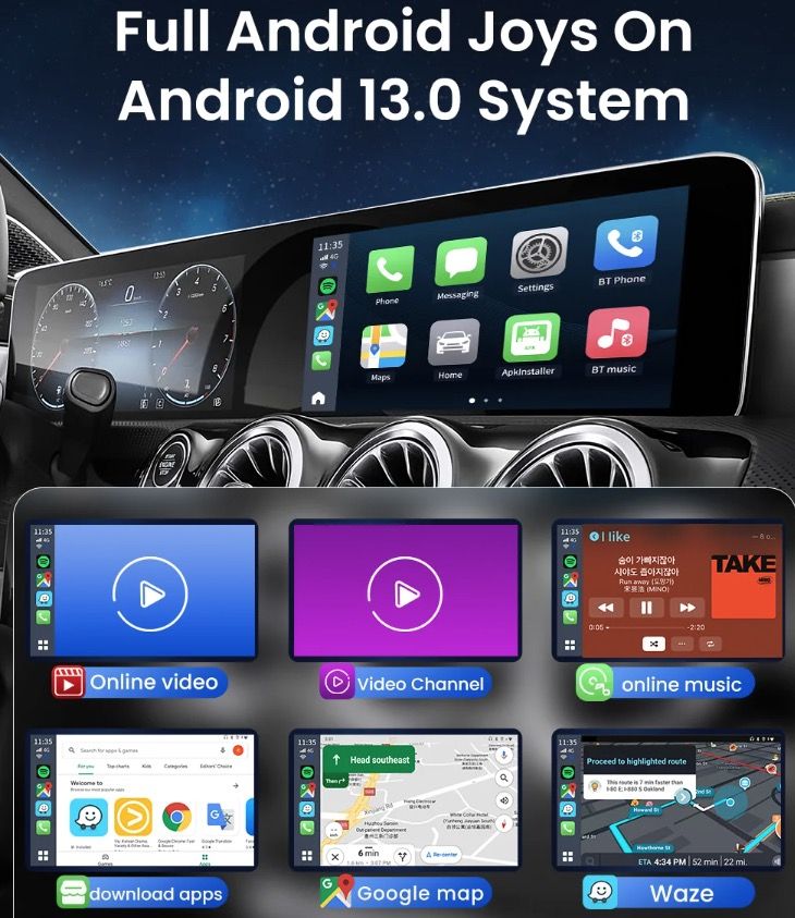 CarlinKit Smart TV Box avec Android 13 filaire vers sans fil CarPlay Ai Box YouTube Netflix Qualcomm 8 cœurs