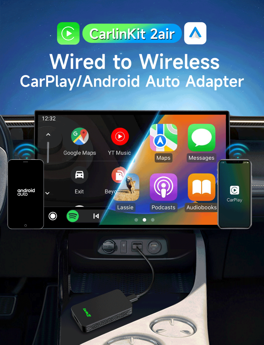 CarlinKit 2air 5.0 Connectivité sans Fil Adaptateur CarPlay et Android Auto Solution Innovante pour Voiture