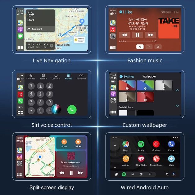CarlinKit Dongle USB CarPlay Android Auto Connectivité sans fil Installation facile Appels mains libres Musique