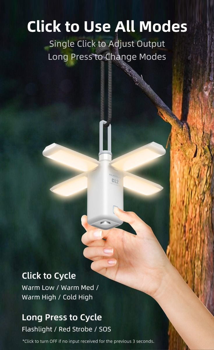 Klarus CL2 Lampe Polyvalente 750 Lumens Angle Réglable Lampe de Camping Éclairage Intérieur et Extérieur