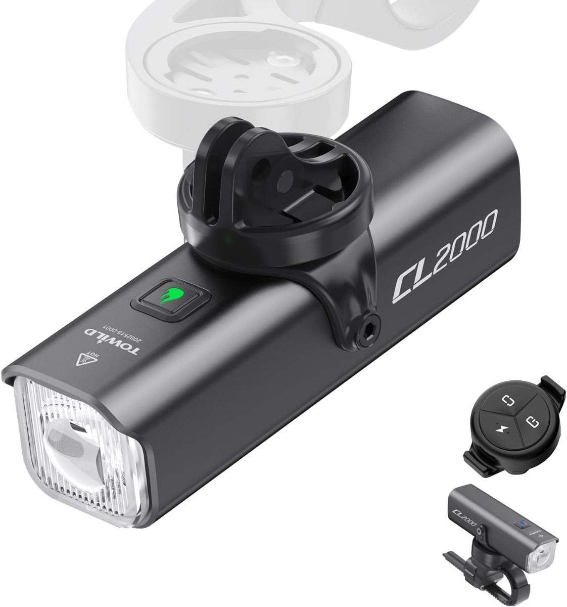 TOWILD CL2000 Phare Vélo 2000LM Super Lumineux Étanche, Lumière Avant VTT Route Cyclisme Nuit