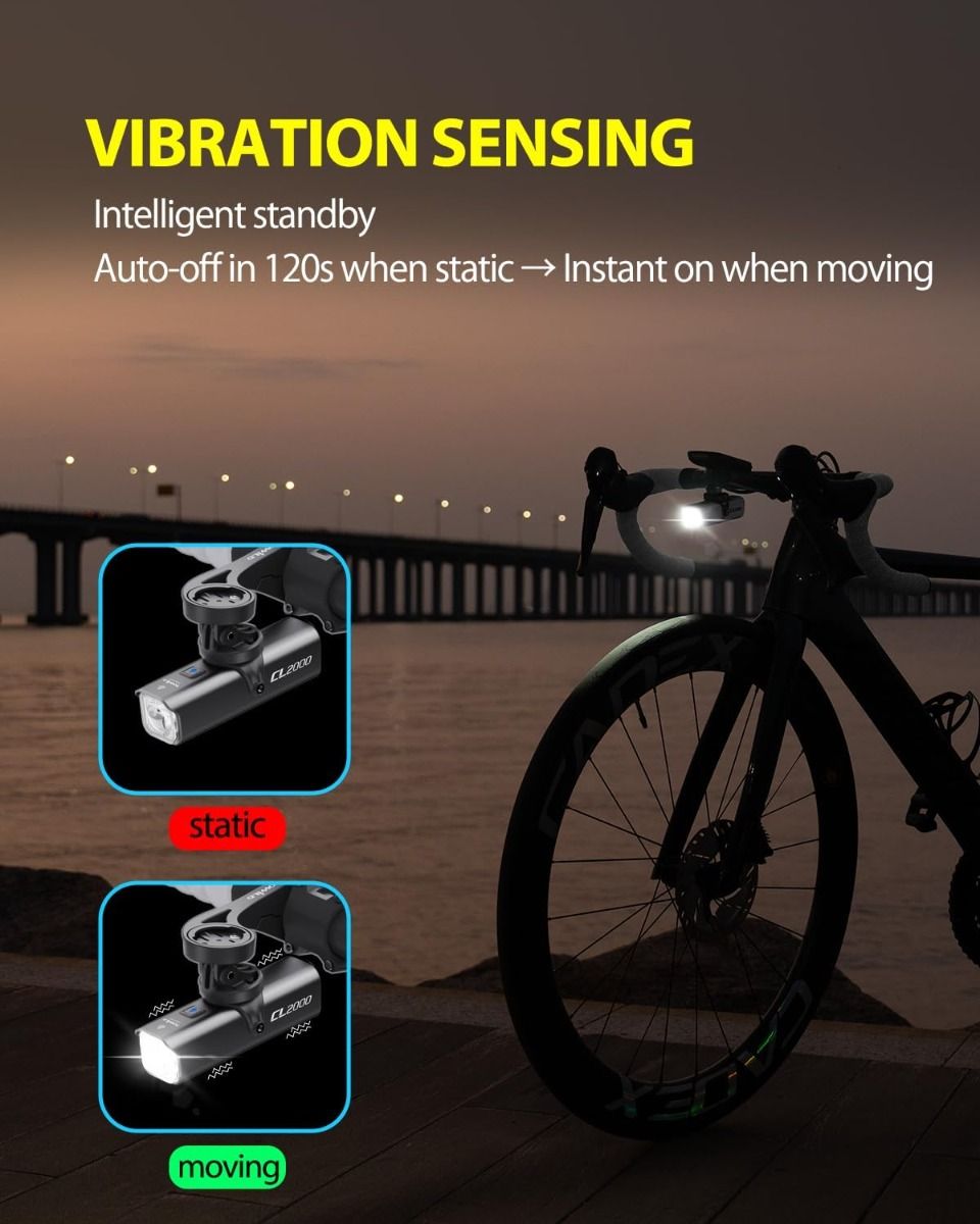 TOWILD CL2000 Phare Vélo 2000LM Super Lumineux Étanche, Lumière Avant VTT Route Cyclisme Nuit
