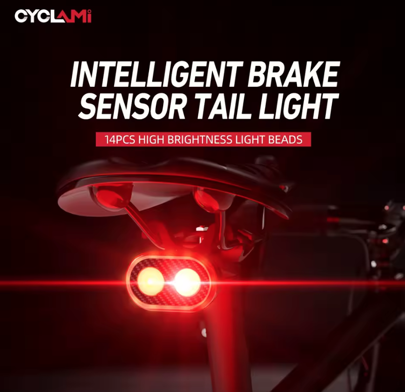 CYCLAMI CY200 Feu arrière intelligent à détection de freinage LED pour vélo, pour des trajets nocturnes et cyclisme urbain en toute sécurité