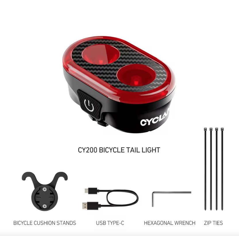 CYCLAMI CY200 Feu arrière intelligent à détection de freinage LED pour vélo, pour des trajets nocturnes et cyclisme urbain en toute sécurité