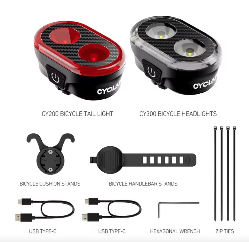 CYCLAMI CY200 Feu arrière intelligent à détection de freinage LED pour vélo, pour des trajets nocturnes et cyclisme urbain en toute sécurité