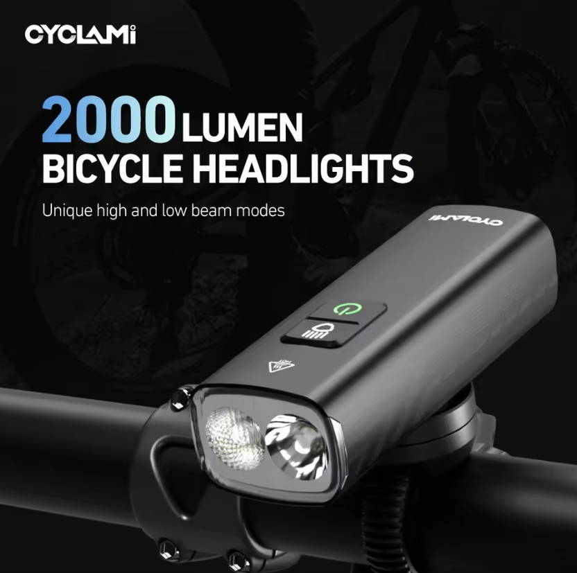 CYCLAMI Feu avant de vélo BR2000 Lampe avant pour vélo Type-C VTT Route Lampe haute visibilité pour guidon Éclairage cyclisme