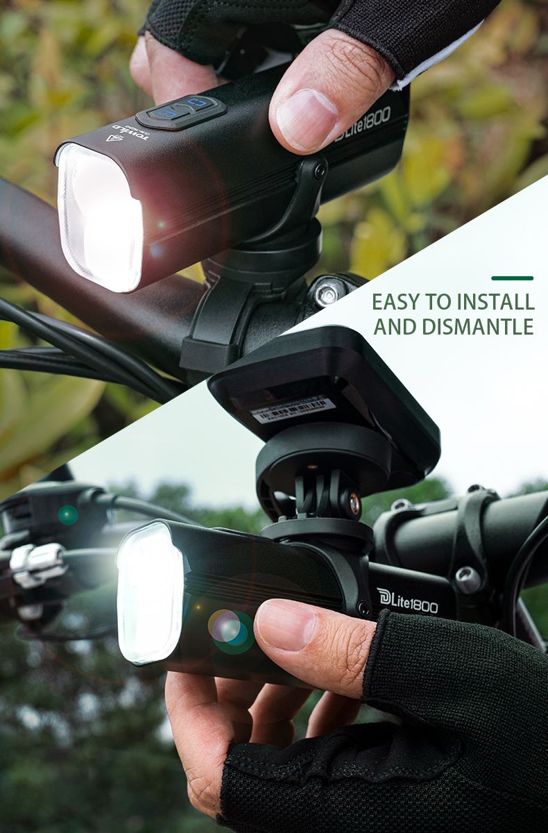 TOWILD DLite 1800 Feu de vélo rechargeable USB 2100 lumens Phare avant étanche Sécurité cycliste Batterie 5000mAh