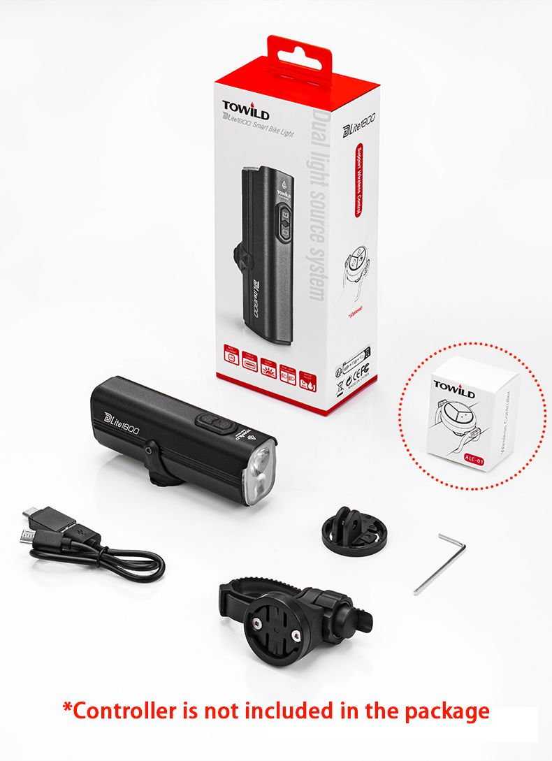 TOWILD DLite 1800 Feu de vélo rechargeable USB 2100 lumens Phare avant étanche Sécurité cycliste Batterie 5000mAh