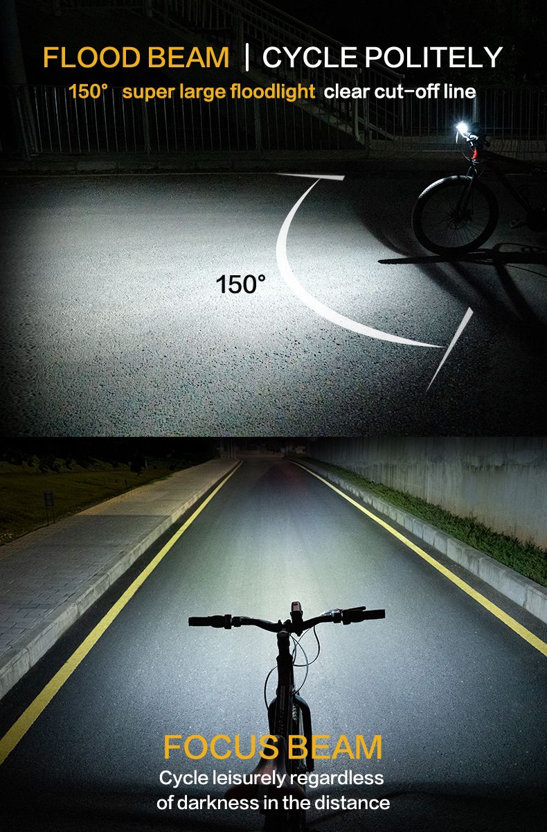 TOWILD DLite 1800 Feu de vélo rechargeable USB 2100 lumens Phare avant étanche Sécurité cycliste Batterie 5000mAh