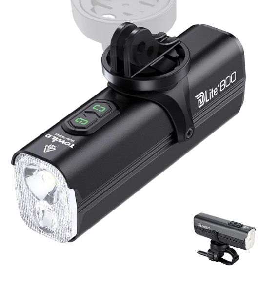 TOWILD DLite 1800 Feu de vélo rechargeable USB 2100 lumens Phare avant étanche Sécurité cycliste Batterie 5000mAh
