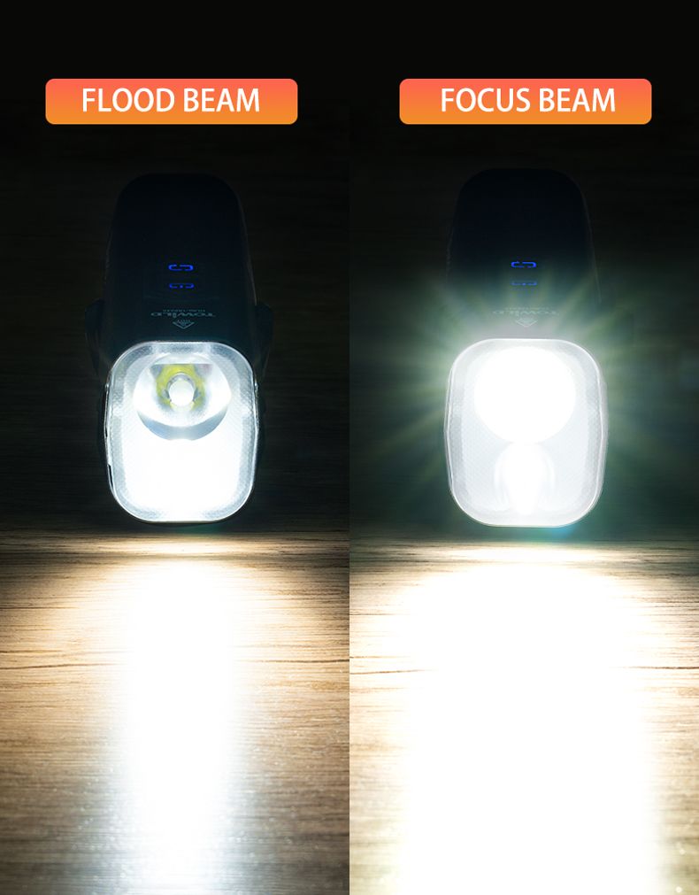 TOWILD DLite 1800 Feu de vélo rechargeable USB 2100 lumens Phare avant étanche Sécurité cycliste Batterie 5000mAh