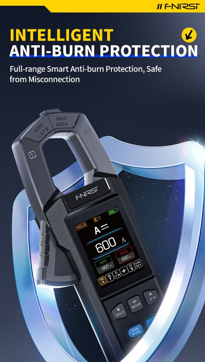 FNIRSI DMC-100 Multimètre Pince Auto Intelligent | Haute Précision AC/DC | Pour Électricien, Bricolage