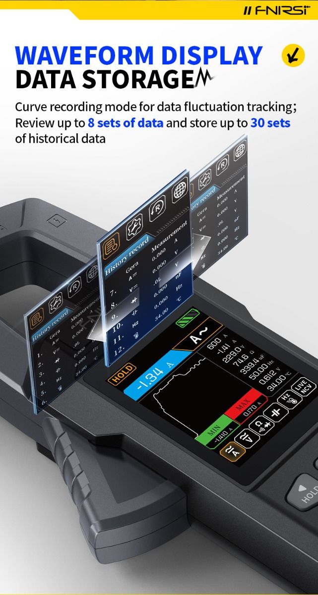 FNIRSI DMC-100 Multimètre Pince Auto Intelligent | Haute Précision AC/DC | Pour Électricien, Bricolage