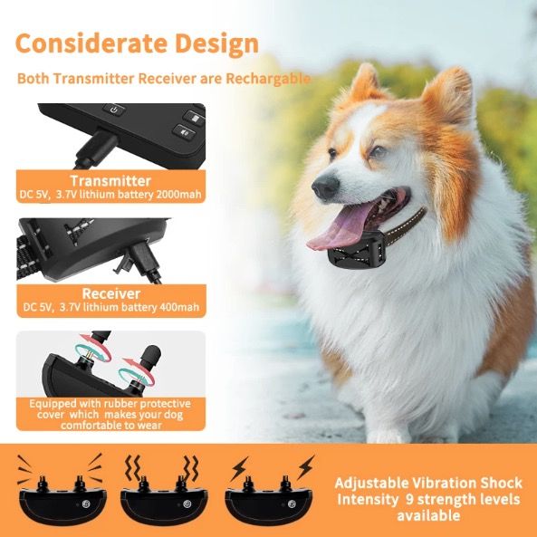 Collier de dressage à distance pour chien avec clôture électrique sans fil, rechargeable, confinement sécurisé pour animaux de compagnie, limites personnalisables