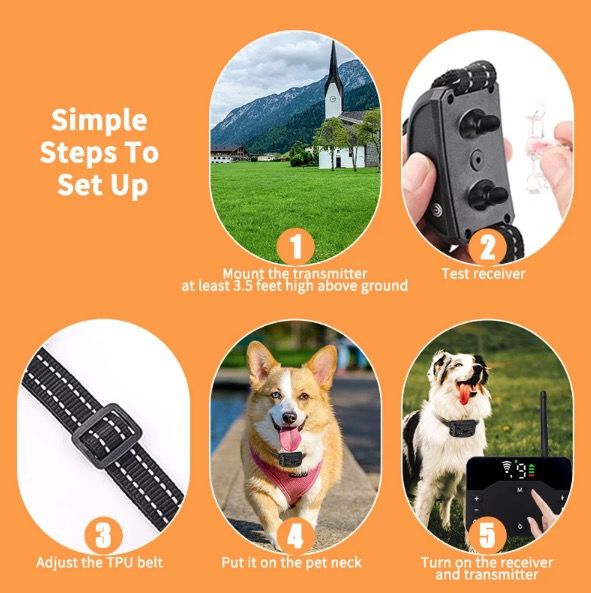Collier de dressage à distance pour chien avec clôture électrique sans fil, rechargeable, confinement sécurisé pour animaux de compagnie, limites personnalisables