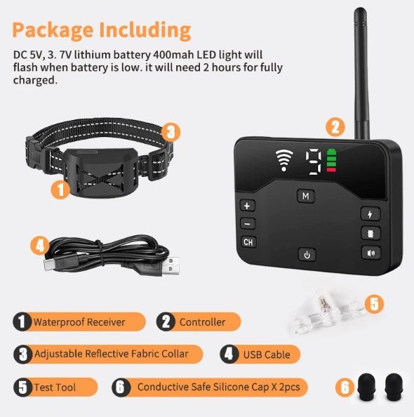 Collier de dressage à distance pour chien avec clôture électrique sans fil, rechargeable, confinement sécurisé pour animaux de compagnie, limites personnalisables