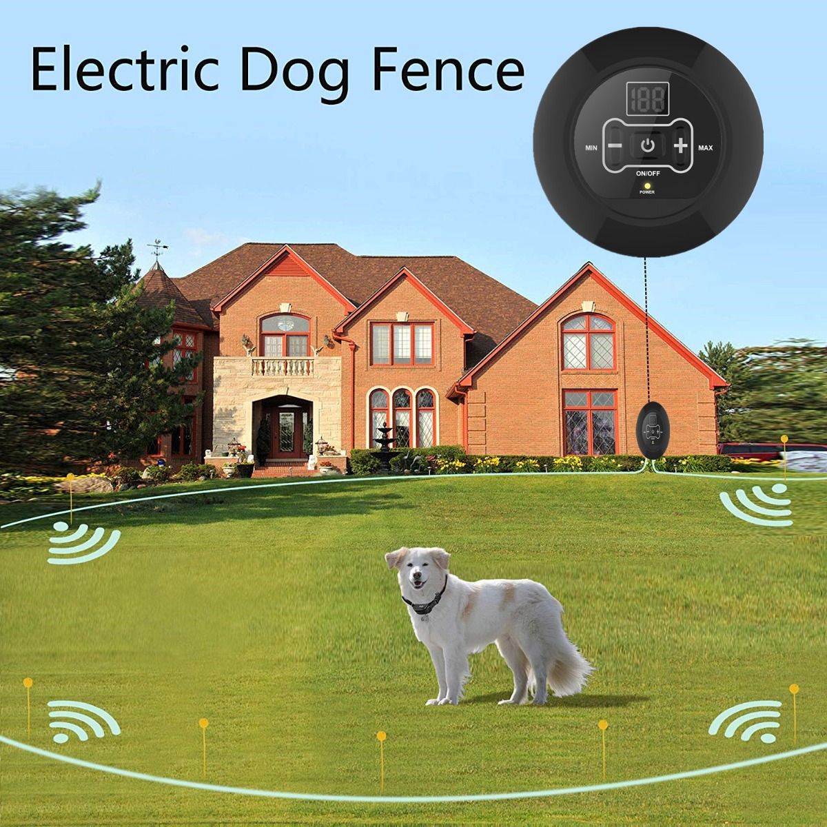 Système de clôture électrique sans fil pour chien, collier rechargeable étanche, zone de jeu sécurisée réglable pour chiens, 200 mètres