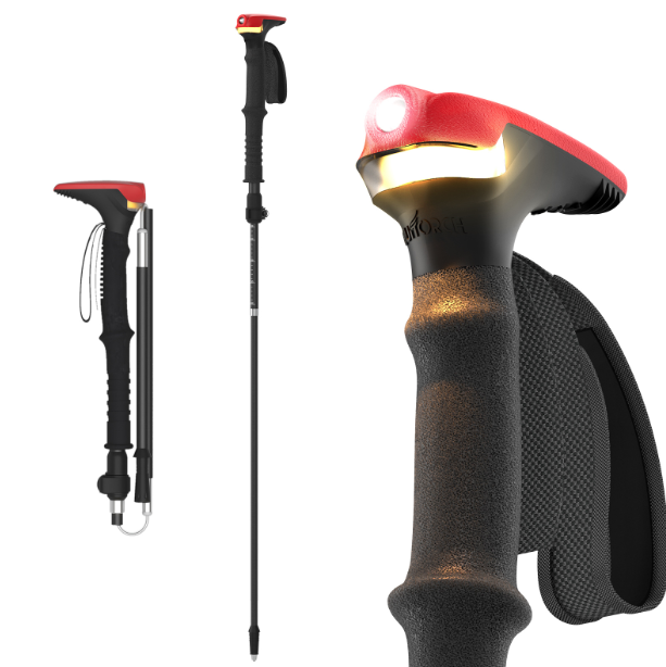 GUITORCH Trail Back Bâtons de Randonnée Lumineux Légers Alu pour Randonnée Nocturne Sécurisée