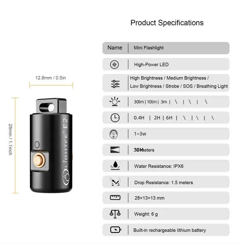 Mini lampe torche LED rechargeable pour camping, randonnée, lampe porte-clés avec collier