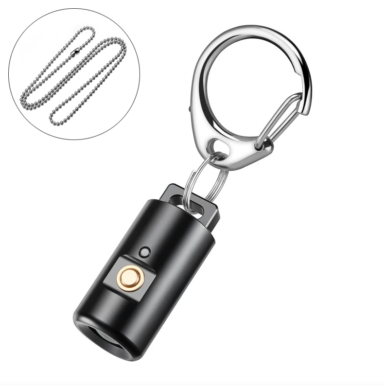Mini Lampe de Poche LED Rechargeable USB pour Camping, Randonnée, Porte-clés & Collier - Compacte, Urgence