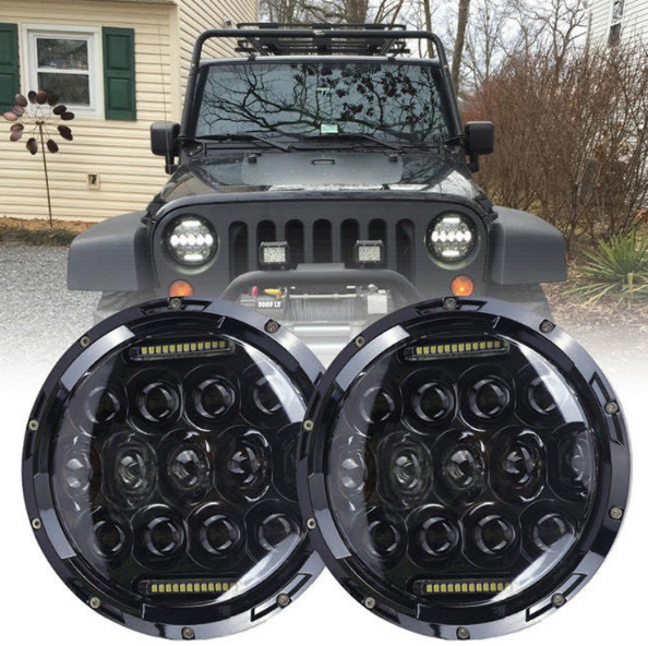 Phare moto LED 7 pouces Harley Jeep Wrangler 75W aluminium moulé étanche IP67 faisceau DRL lumière blanche 6000K