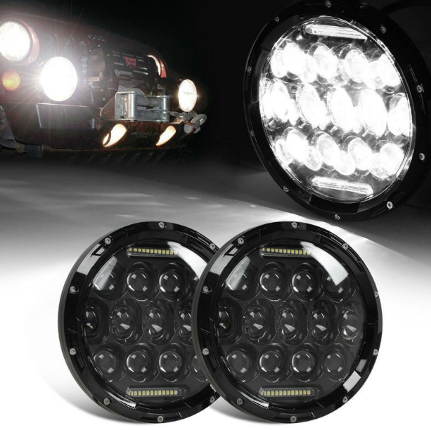 Phare moto LED 7 pouces Harley Jeep Wrangler 75W aluminium moulé étanche IP67 faisceau DRL lumière blanche 6000K