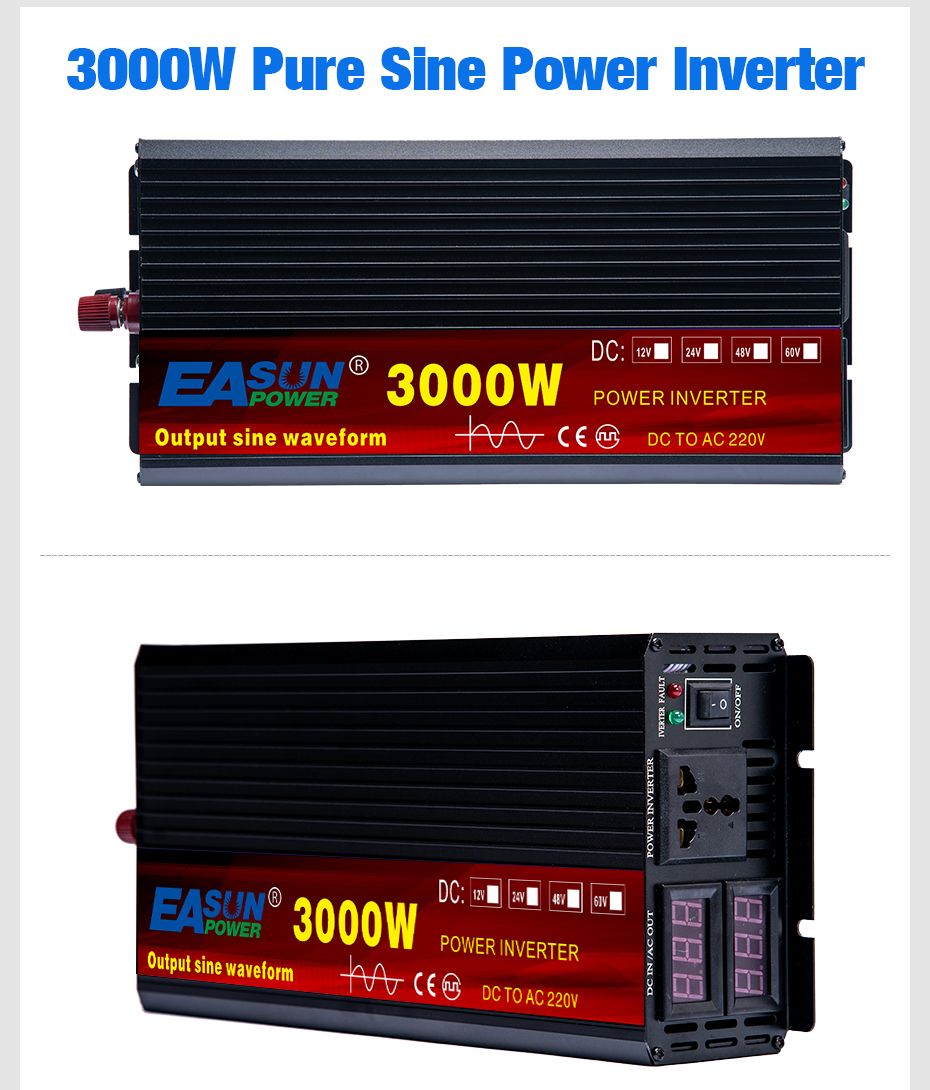 EASUN Onduleur à onde sinusoïdale pure 2000W à 5000W Convertisseur DC en AC haute performance pour la maison et l'extérieur