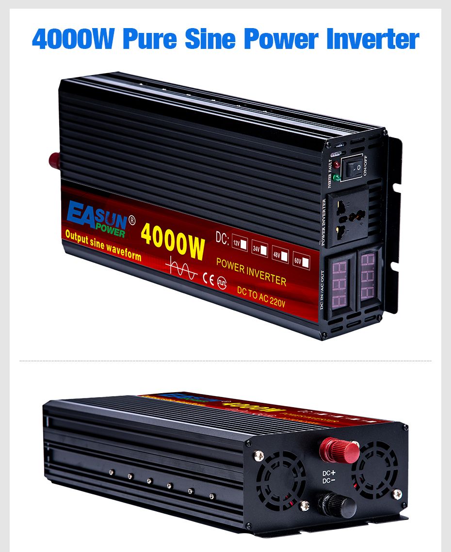 EASUN Onduleur à onde sinusoïdale pure 2000W à 5000W Convertisseur DC en AC haute performance pour la maison et l'extérieur