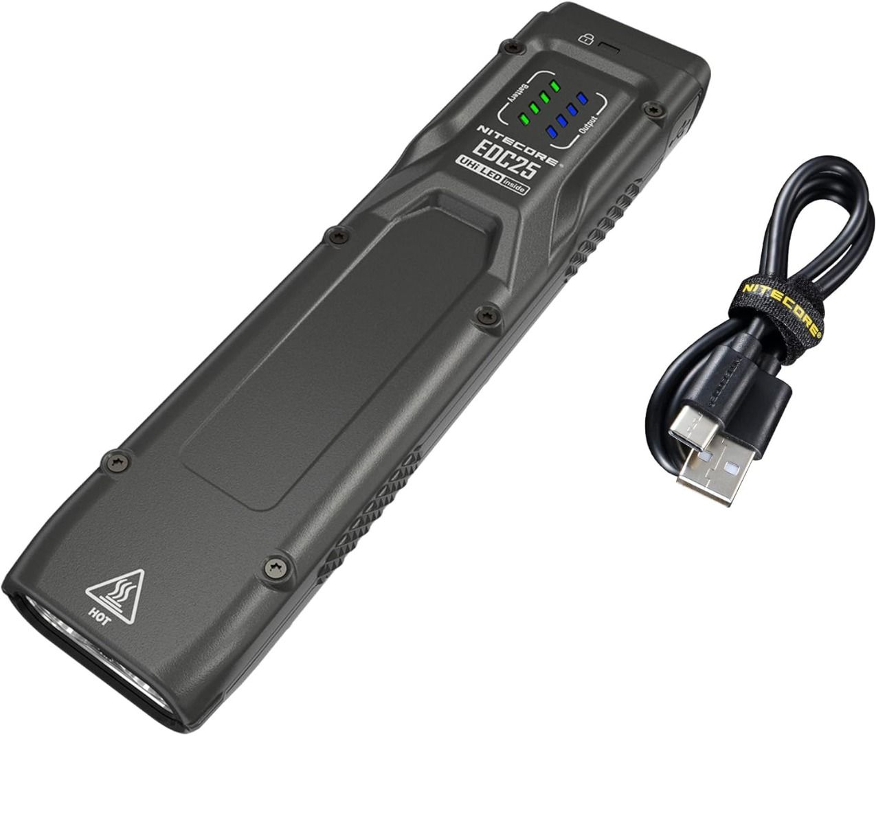 Nitecore EDC25 Lampe de poche compacte 3000 lumens USB-C polyvalente pour extérieur, lampe EDC haute luminosité