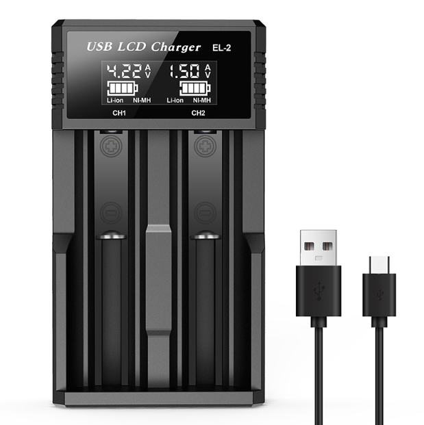 Chargeur intelligent USB à écran LCD, chargeur efficace pour piles 18650, AA, AAA, avec affichage LCD, polyvalent et portable.
