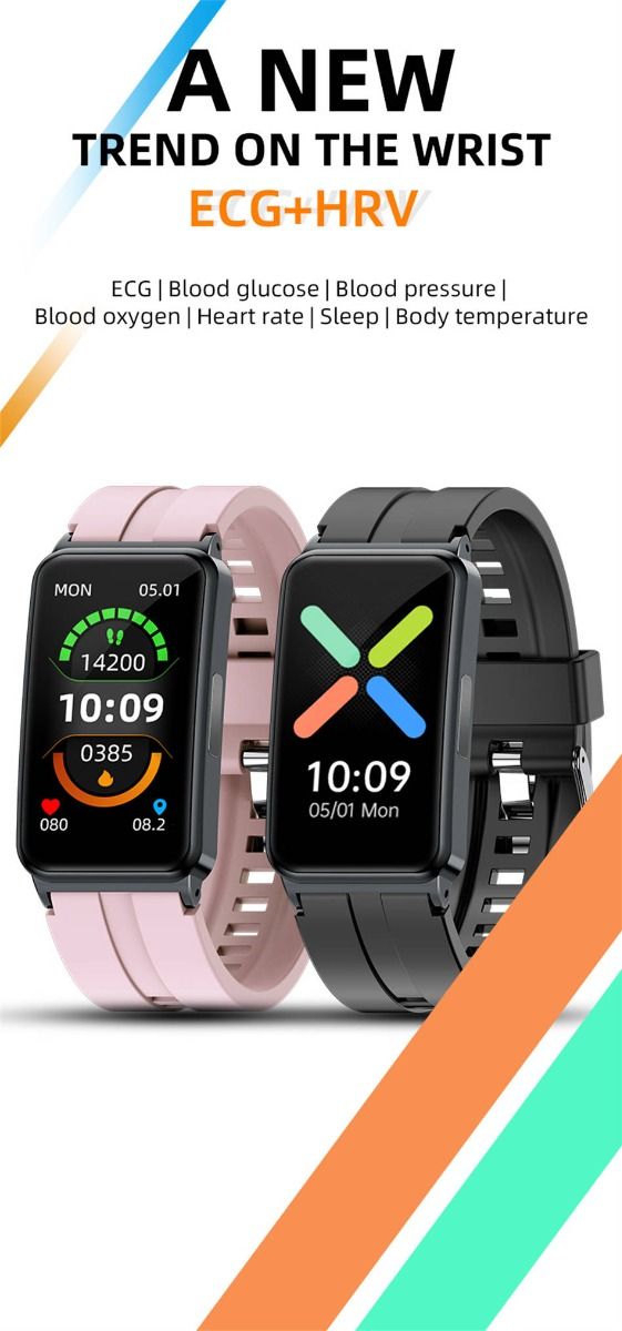 EP01 Montre Connectée Smartwatch Santé ECG PPG Glycémie Température FC Sommeil Sport Fitness Tracker HD 1.47" Android iOS