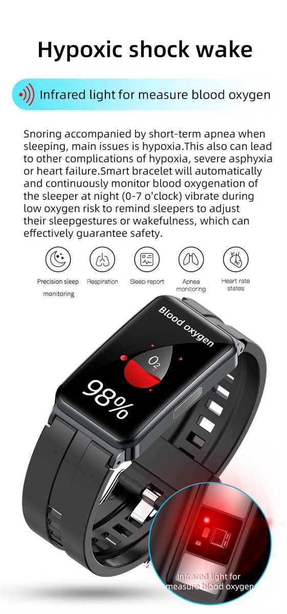 EP01 Montre Connectée Smartwatch Santé ECG PPG Glycémie Température FC Sommeil Sport Fitness Tracker HD 1.47" Android iOS