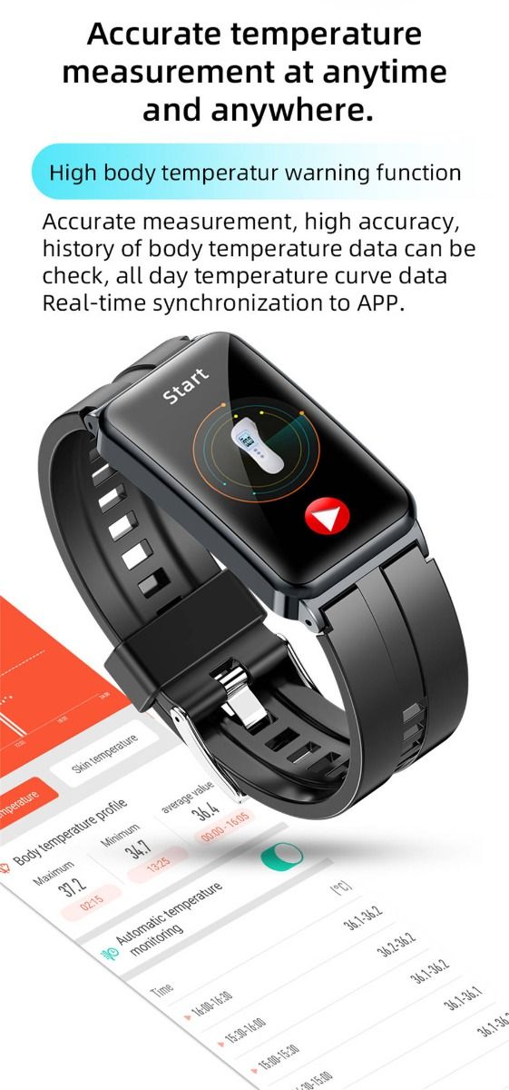 EP01 Montre Connectée Smartwatch Santé ECG PPG Glycémie Température FC Sommeil Sport Fitness Tracker HD 1.47" Android iOS