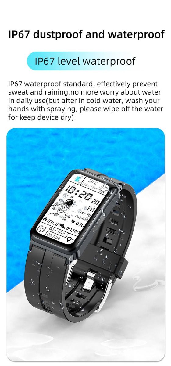 EP01 Montre Connectée Smartwatch Santé ECG PPG Glycémie Température FC Sommeil Sport Fitness Tracker HD 1.47" Android iOS