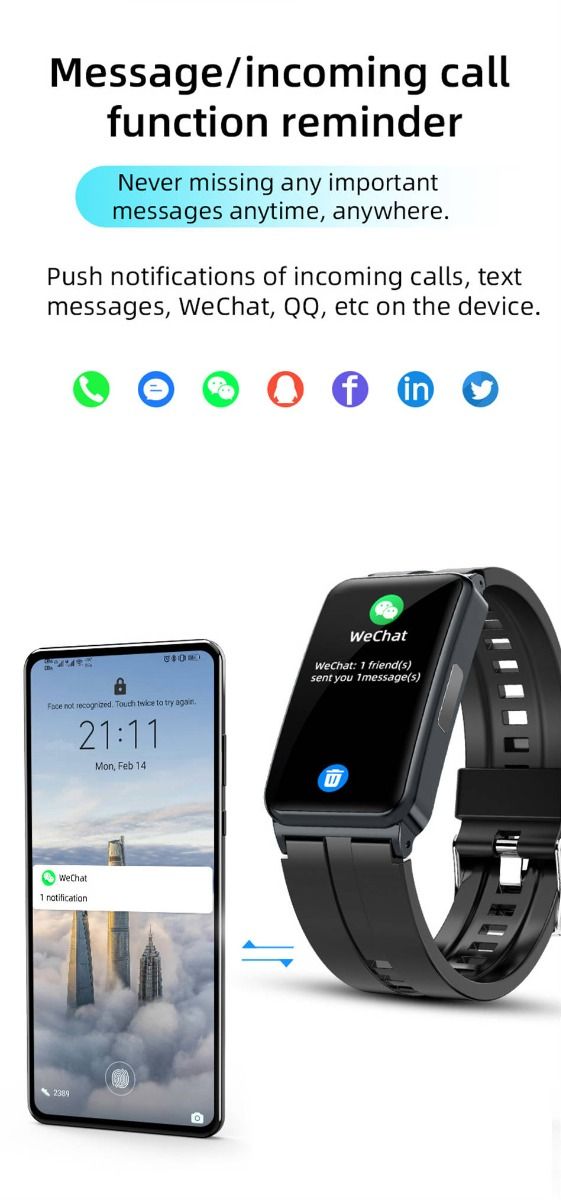 EP01 Montre Connectée Smartwatch Santé ECG PPG Glycémie Température FC Sommeil Sport Fitness Tracker HD 1.47" Android iOS