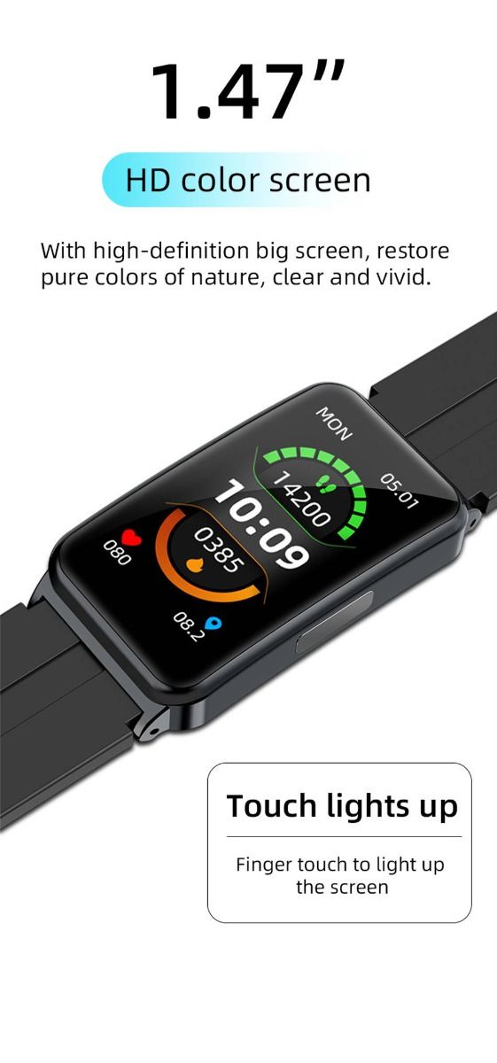 EP01 Montre Connectée Smartwatch Santé ECG PPG Glycémie Température FC Sommeil Sport Fitness Tracker HD 1.47" Android iOS
