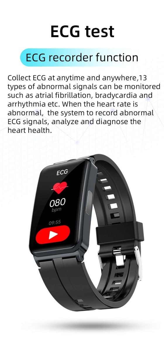EP01 Montre Connectée Smartwatch Santé ECG PPG Glycémie Température FC Sommeil Sport Fitness Tracker HD 1.47" Android iOS