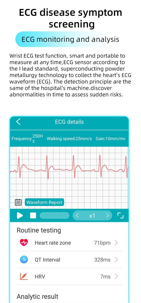 EP01 Montre Connectée Smartwatch Santé ECG PPG Glycémie Température FC Sommeil Sport Fitness Tracker HD 1.47" Android iOS