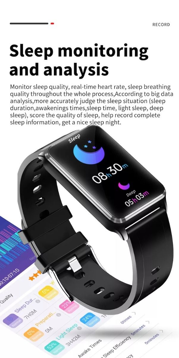 EP02 Smart Watch Glycémie ECG PPG Température Fréquence Cardiaque IPS HD Étanche Fitness Tracker Sommeil/HRV