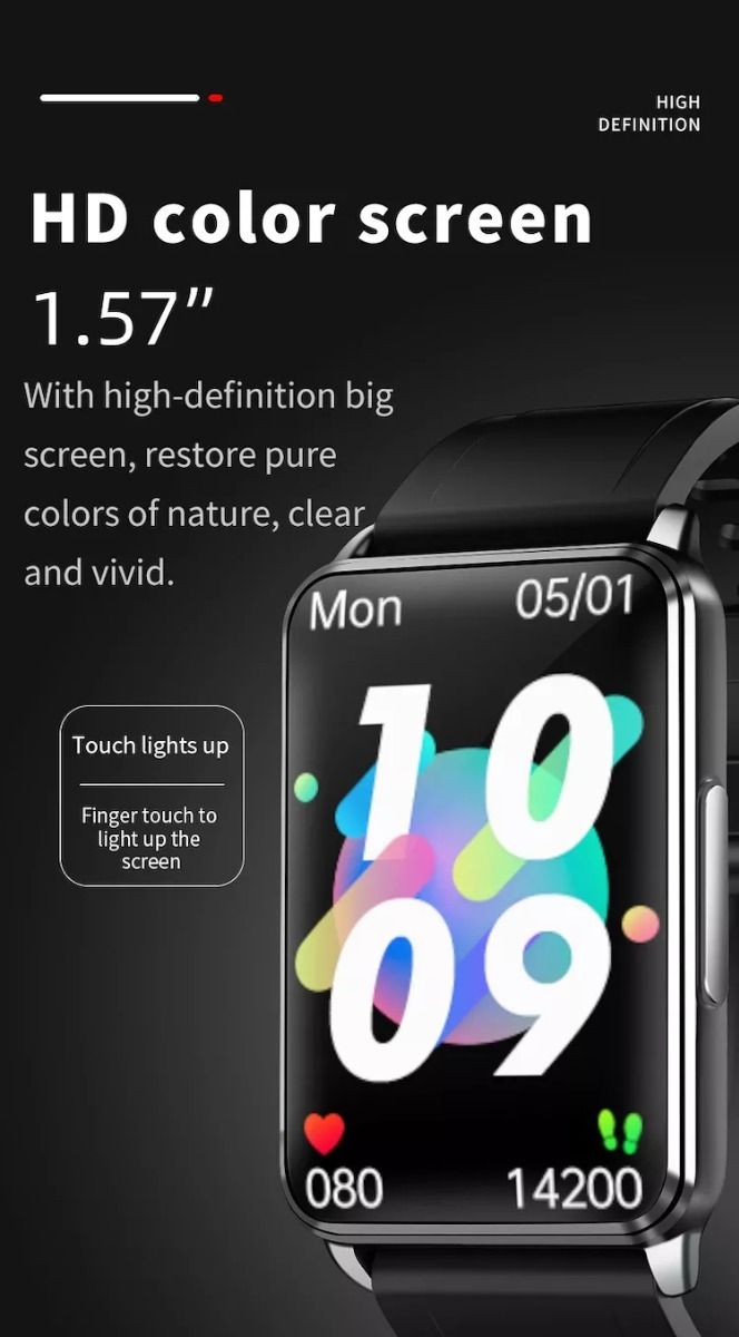 EP02 Smart Watch Glycémie ECG PPG Température Fréquence Cardiaque IPS HD Étanche Fitness Tracker Sommeil/HRV