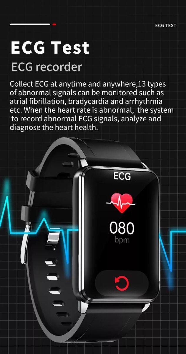 EP02 Smart Watch Glycémie ECG PPG Température Fréquence Cardiaque IPS HD Étanche Fitness Tracker Sommeil/HRV